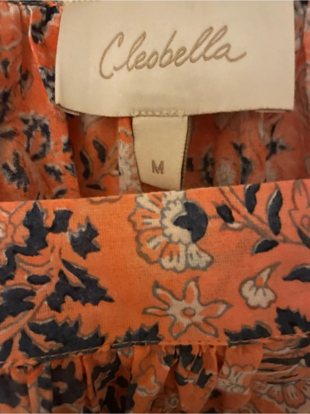 Cleobella coral cotton Mariana puff short sleeve blouse shirt size medium - Picture 4 of 5